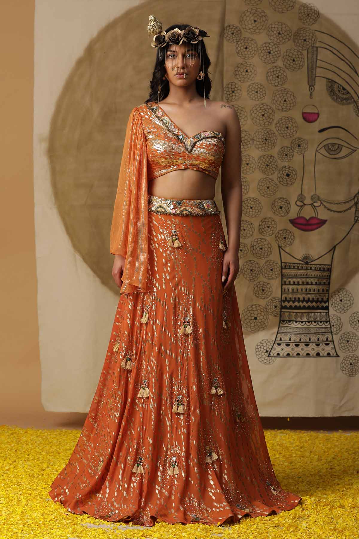 Buy Arpita SulakshanaFoil Printed Georgette Lehenga Set